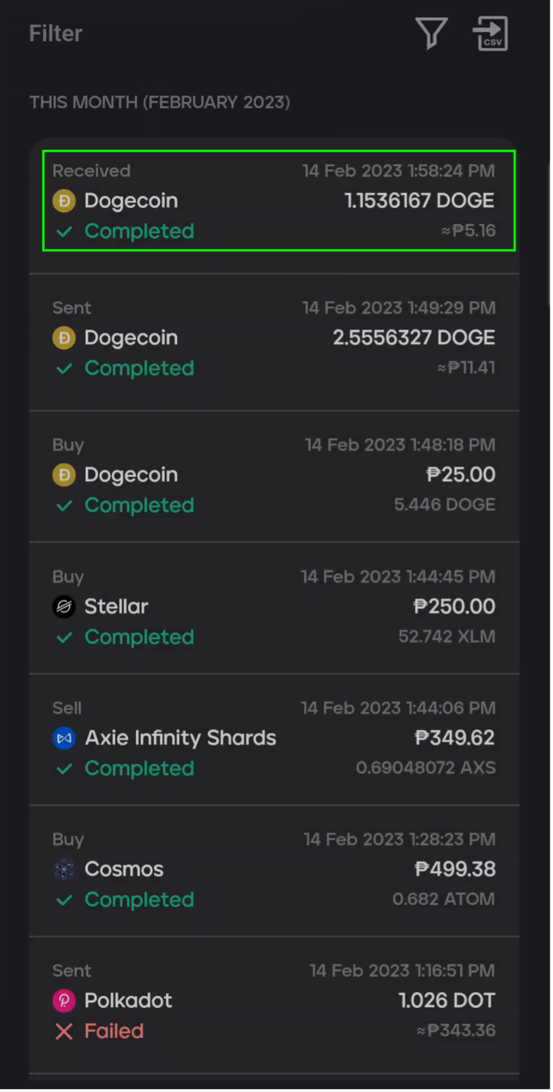 How can I check if I successfully received crypto?