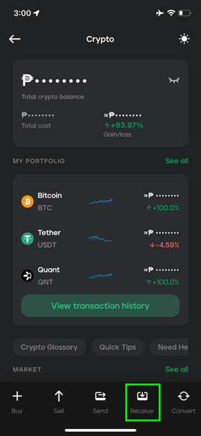 How can I generate a QR code for receiving crypto?
