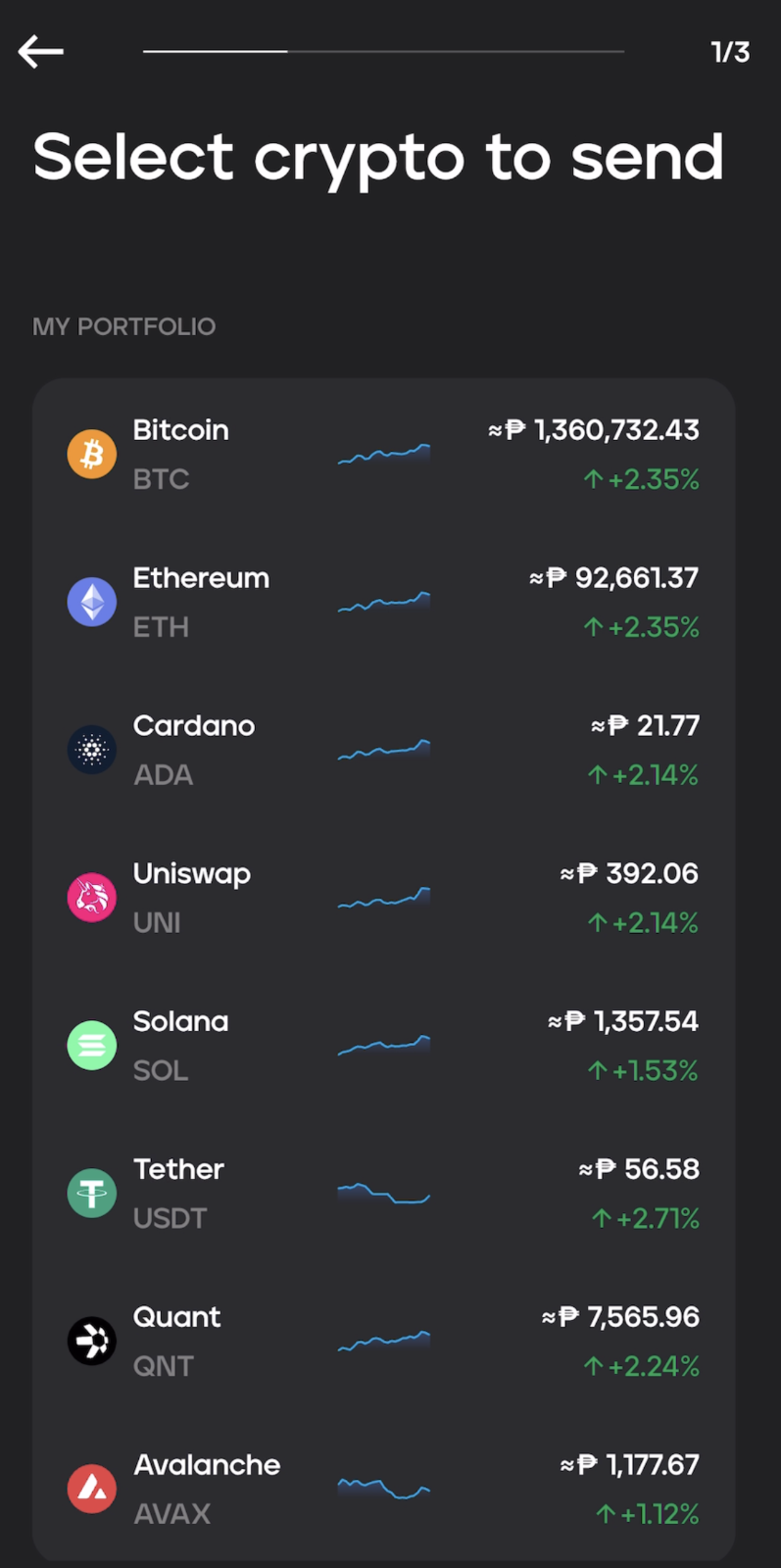 How can I send crypto worth less than ₱50,000 using Maya?